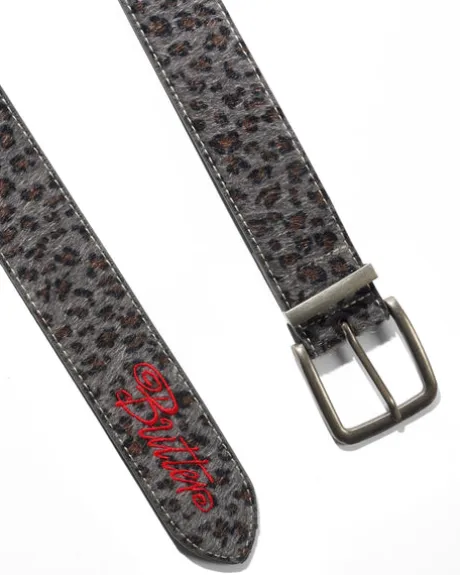Animal Hide Belt, Grey Leopard