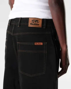 Baggy Denim Jeans, Washed Black