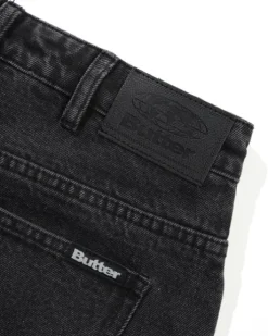 Baggy Denim Shorts, Distressed Black