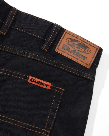 Baggy Denim Shorts, Washed Black