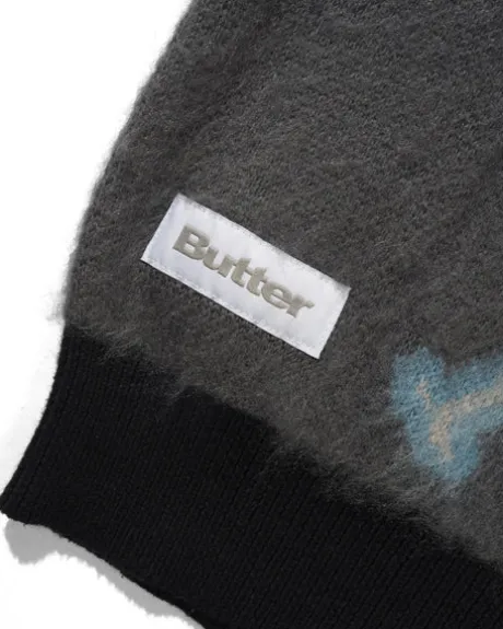 Beetle Zip-Thru Knit Sweater, Black