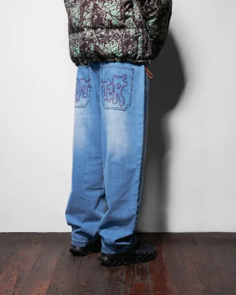 Blotch Denim Jeans, Streaky Blue