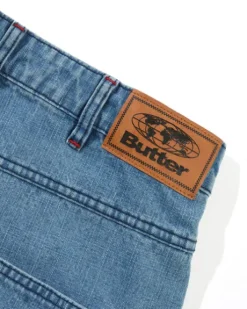 Blotch Denim Shorts, Streaky Blue