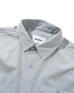 Contrast Stitch S/S Shirt, Blue Grey