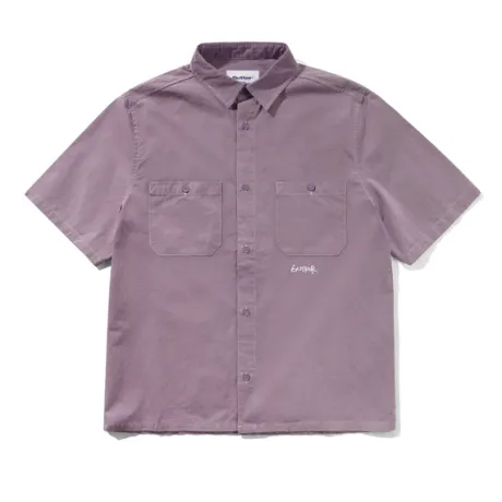 Contrast Stitch S/S Shirt, Eggplant