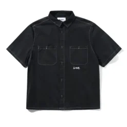 Contrast Stitch S/S Shirt, Washed Black