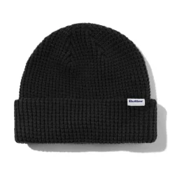 Distressed Waffle Knit Beanie, Washed Black
