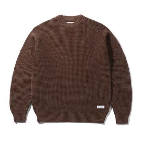 Distressed Waffle Knit Sweater, Washed Bark