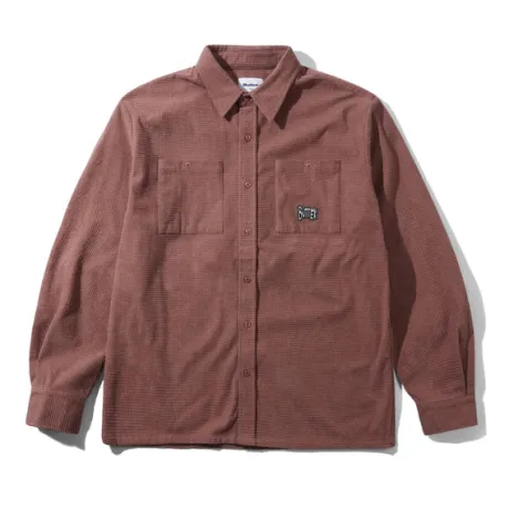 Grid Cord Overshirt, Brick