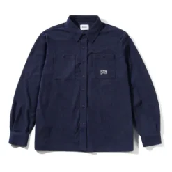 Grid Cord Overshirt, Navy