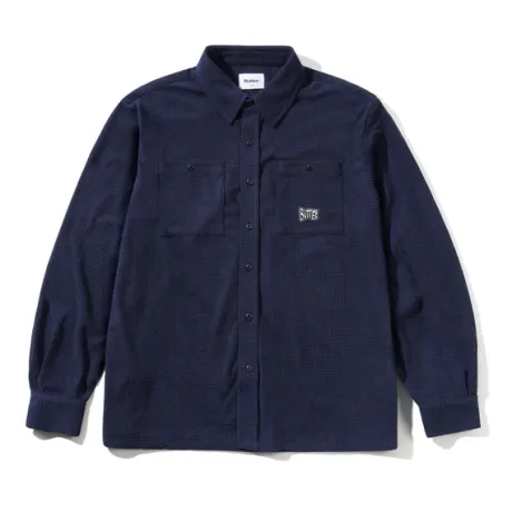 Grid Cord Overshirt, Navy