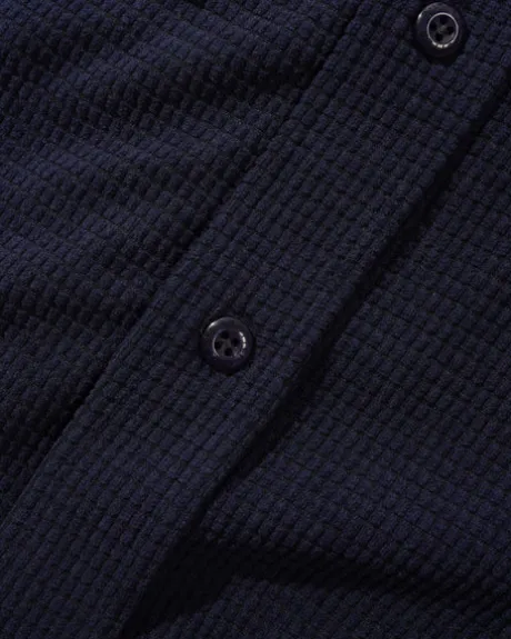 Grid Cord Overshirt, Navy