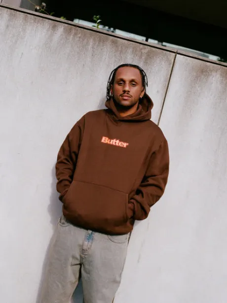 Logo Pullover Hood, Dark Brown