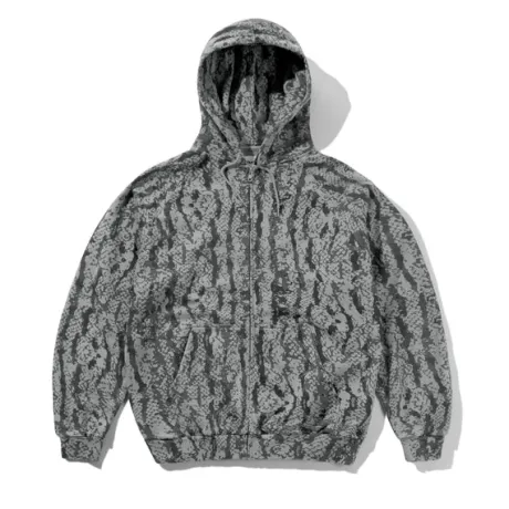 Lowland Camo Zip-Thru Hood, Washed Black