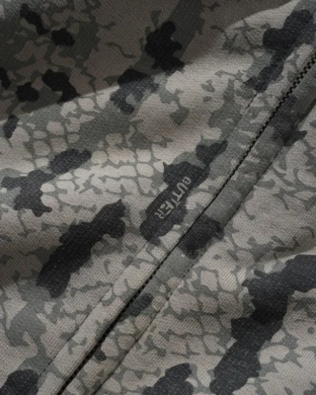 Lowland Camo Zip-Thru Hood, Washed Black