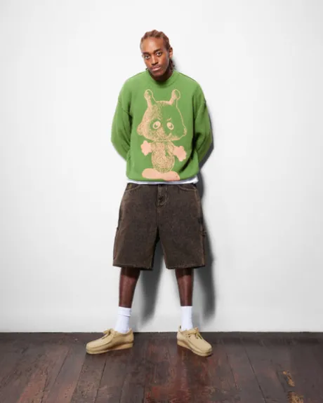Newcomer Reversible Knit Sweater, Grass