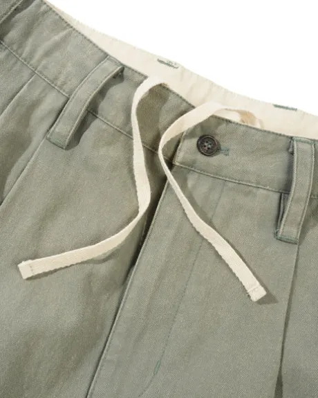 Pleated Shorts, Washed Fatigue