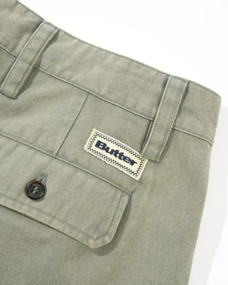 Pleated Shorts, Washed Fatigue