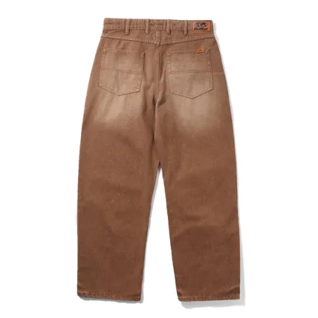 Relaxed Denim Jeans, Distressed Brown