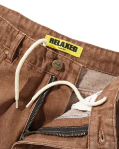 Relaxed Denim Jeans, Distressed Brown