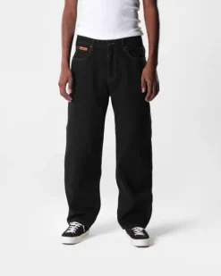 Relaxed Denim Jeans, Washed Black