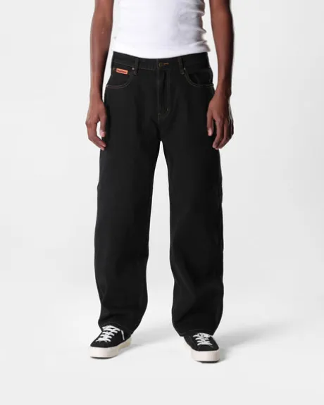 Relaxed Denim Jeans, Washed Black