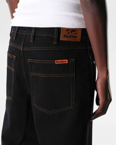 Relaxed Denim Jeans, Washed Black