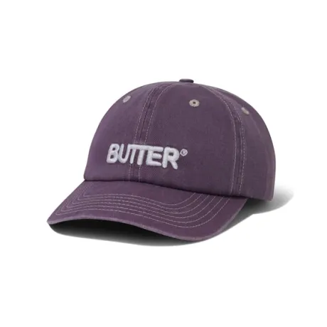 Rounded Logo 6 Panel Cap, Washed Eggplant