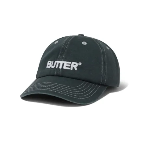 Rounded Logo 6 Panel Cap, Washed Black