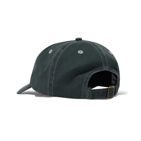 Rounded Logo 6 Panel Cap, Washed Black