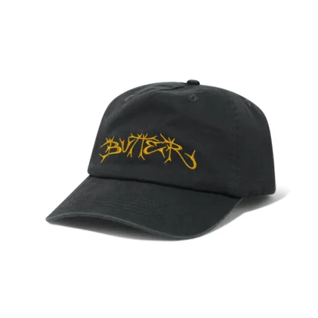 Scrawling 5 Panel Cap, Washed Black