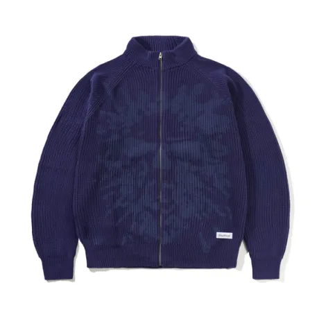 Shout Zip-Thru Knit Sweater, Dark Blue