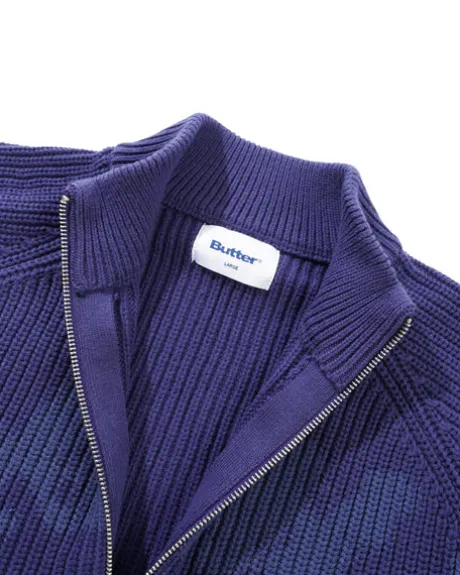 Shout Zip-Thru Knit Sweater, Dark Blue