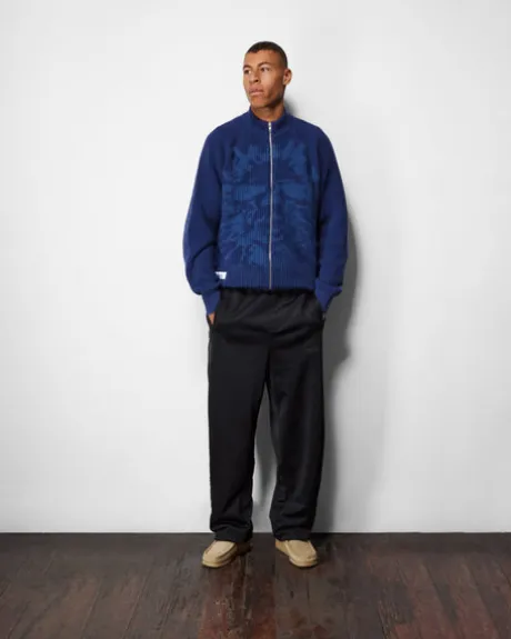 Shout Zip-Thru Knit Sweater, Dark Blue