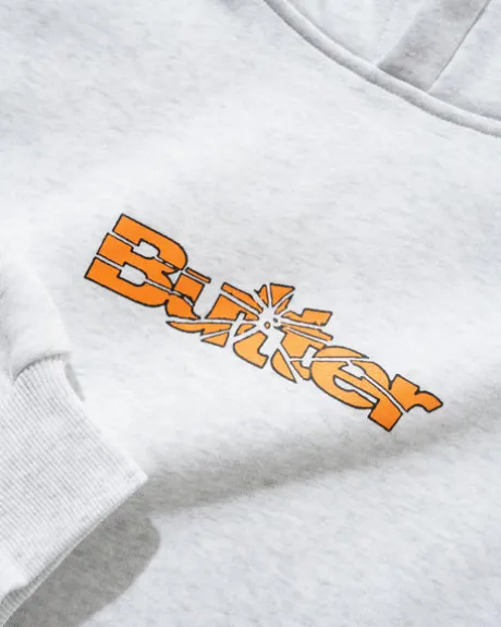 Smashed Logo Pullover Hood, Ash