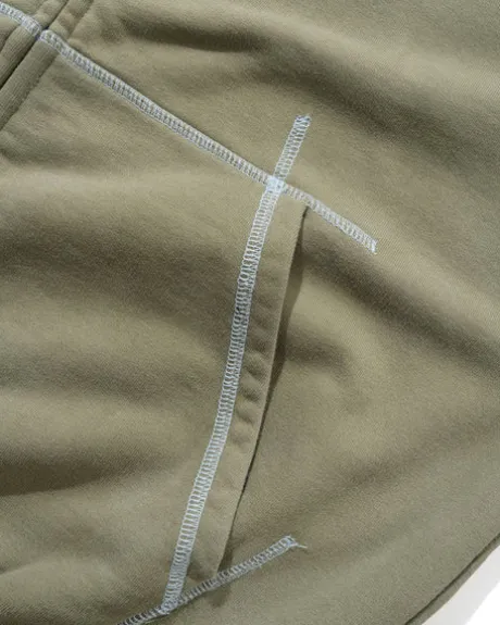 Trail Stitch Zip-Thru Hood, Washed Dull Army