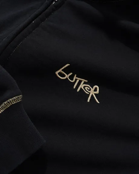 Trail Stitch Zip-Thru Hood, Washed Black