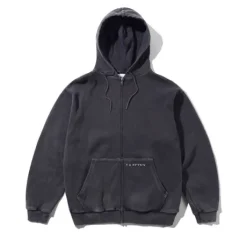 Waffle Zip-Thru Hood, Black Overdye
