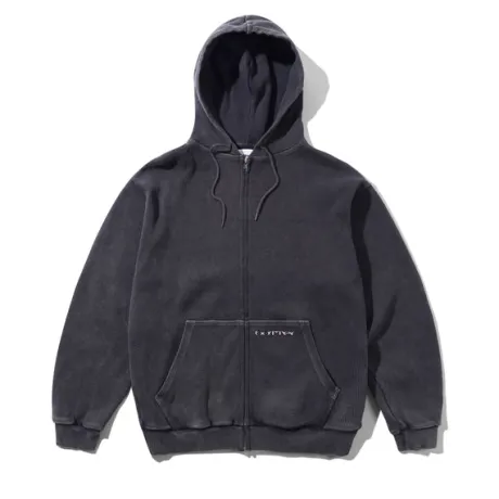 Waffle Zip-Thru Hood, Black Overdye