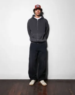 Waffle Zip-Thru Hood, Black Overdye