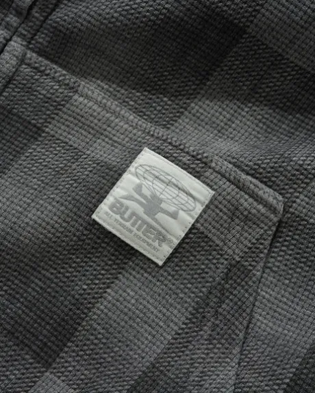 Waffle Zip-Thru Hood, Grey Plaid