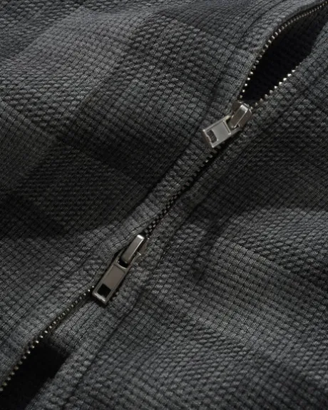 Waffle Zip-Thru Hood, Grey Plaid