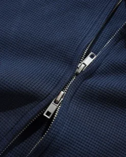 Waffle Zip-Thru Hood, Navy Overdye