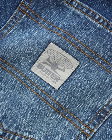 Wide Cut Denim Jeans, Dark Blue Slub