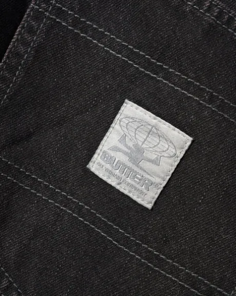 Wide Cut Denim Jeans, Tinted Black