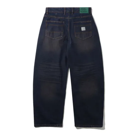 Wide Cut Denim Jeans, Tinted Dark Indigo