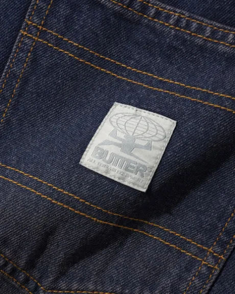 Wide Cut Denim Jeans, Tinted Dark Indigo