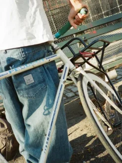 Wide Cut Denim Jeans, Vertical Stripe