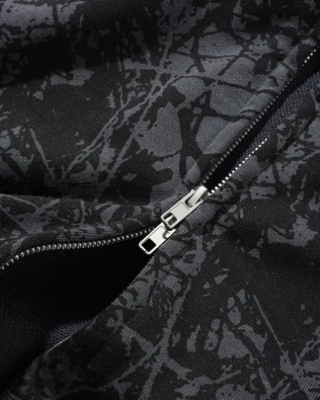 Woods Camo Zip-Thru Hood, Washed Black