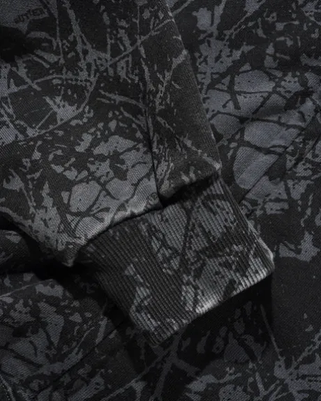Woods Camo Zip-Thru Hood, Washed Black